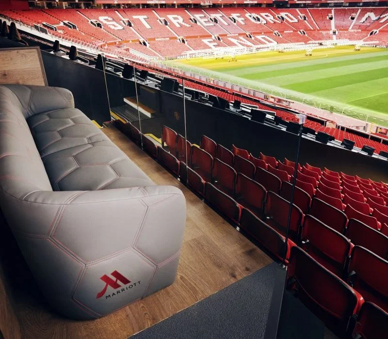 a couch in a stadium